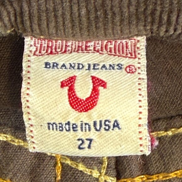 True Religion Women’s Brown Corduroy Jeans Slim Fit Stylish Stitching Size 27 - Picture 8 of 10